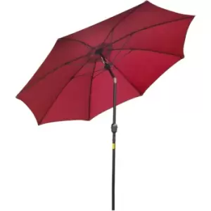 image of 2.7M Patio Umbrella Outdoor Sunshade Canopy w/ Tilt and Crank Wine Red - Outsunny