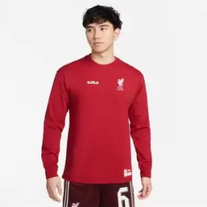 Image of Nike LeBron x Liverpool F.C. Mens Nike Long-Sleeve Max90 T-Shirt - Red