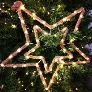 image of 45cm Hanging Hemp Rope Christmas LED Star Light Battery Window Star Decoration