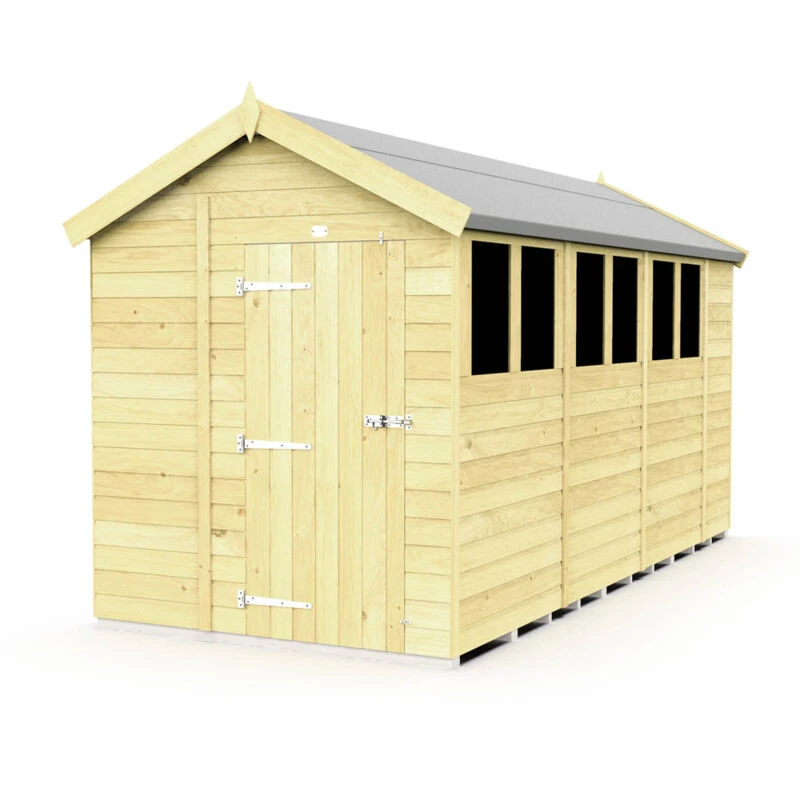 Image of Flat Pack Sheds DIY Sheds 6 x 15 Apex Shed, Brown 6X15AFF