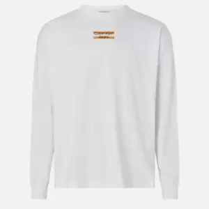 Image of Calvin Klein Jeans Mens Transparent Stripe Logo Long Sleeved T-Shirt - Bright White - XL