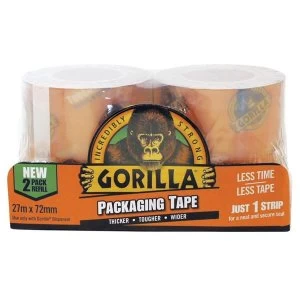 image of Gorilla Glue Gorilla Packaging Tape Refill 72mm x 27m (Pack 2)