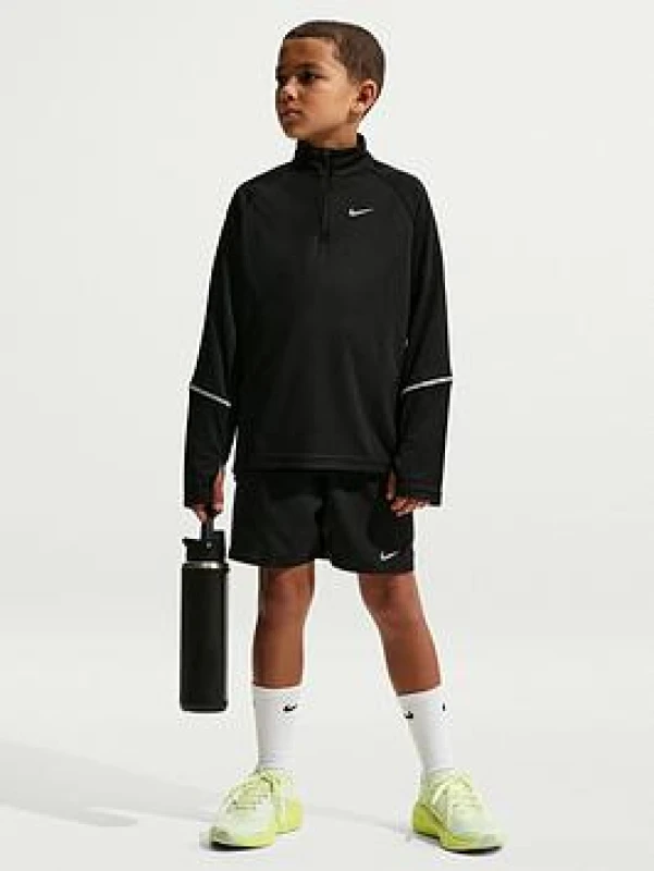 Image of Nike Kids Long Sleeve Performance Running Top - Black Male 9 - 10 Years