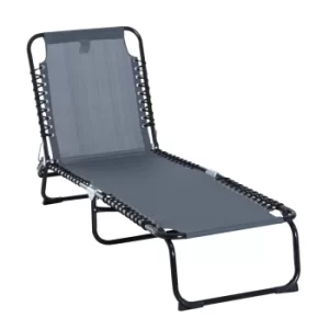 image of Outsunny Folding Sun Lounger, 3 Positions-Grey