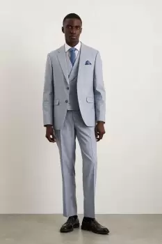 Image of Mens Slim Fit Light Blue Puppytooth Suit Trousers