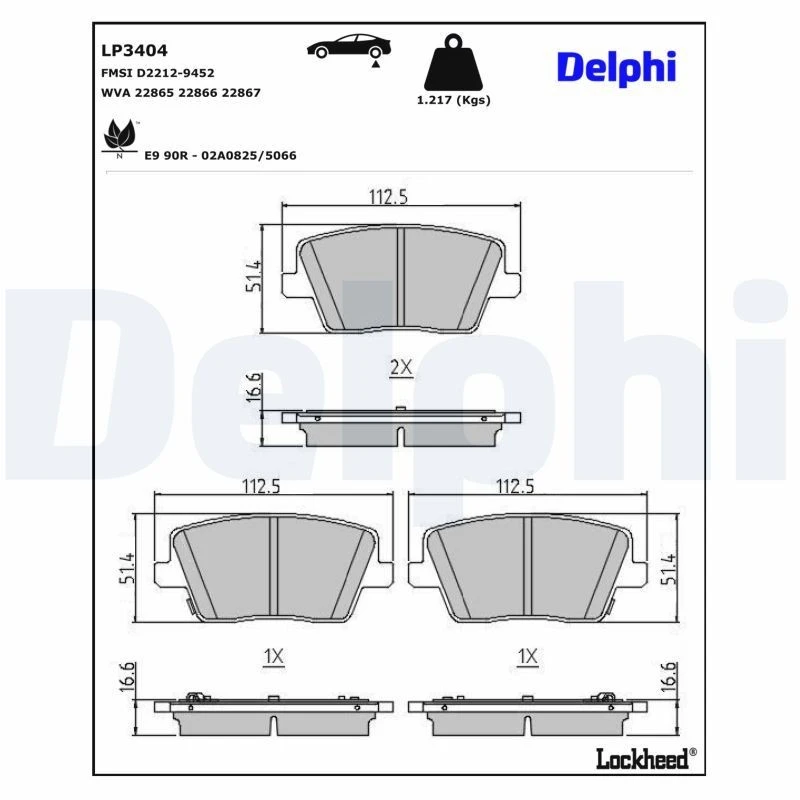 Image of DELPHI Brake pad set DELPHI LP3404