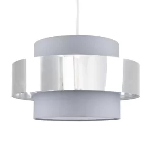 image of Matildo Halo Pendant Shade in Grey and Chrome