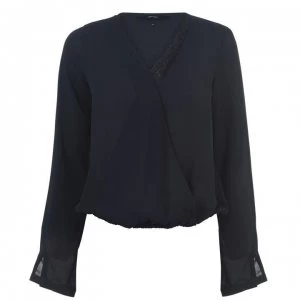 image of Vero Moda Scarlet Long Sleeve Wrap Top - NIGHT SKY