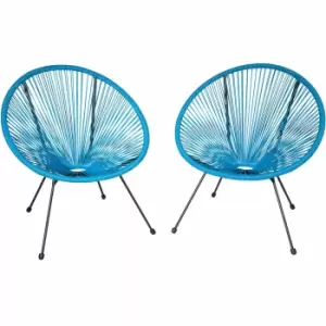 Tectake Garden Chairs In Retro Design Set Of 2 Blue