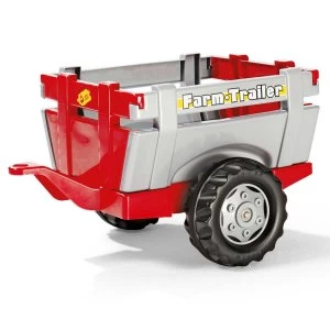 image of Rolly Farm Trailer for Kid's Ride-On Tractors - Red/Silver