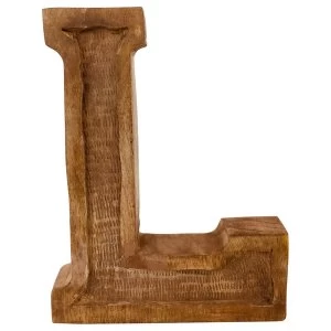 image of Letter L Hand Carved Wooden Embossed