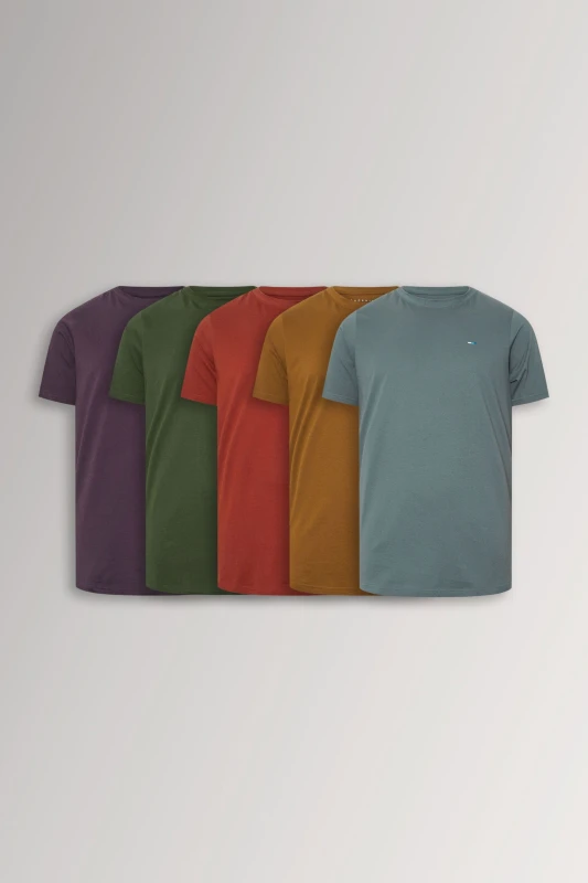 Image of BadRhino Mens 5 Pack Extra Long T-Shirts in Brown Size: XL Brown Male XL