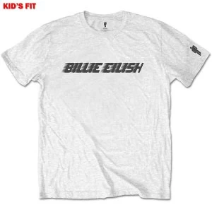 Image of Billie Eilish - Black Racer Logo Kids 11 - 12 Years T-Shirt - White