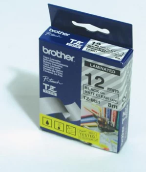 image of Brother Black on White Labelling Tape 12mm x 8m TZe-FX231