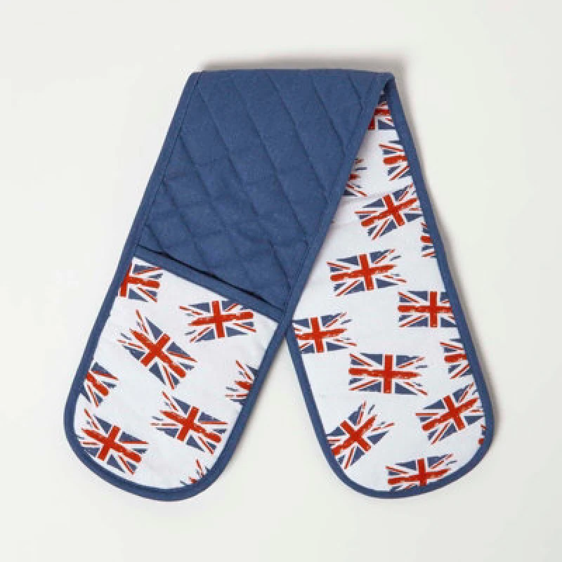 Image of Homescapes Multi Colour Union Jack Cotton Double Oven Glove