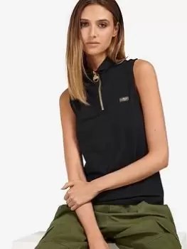 image of Barbour International Kasuki Half Zip Sleeveless Top - Black