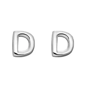 image of Sterling Silver Alphabet Letter D Stud Earrings