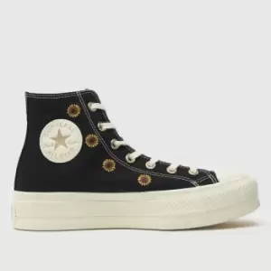 Converse All Star Lift Festival Croche Trainers In Black & Gold