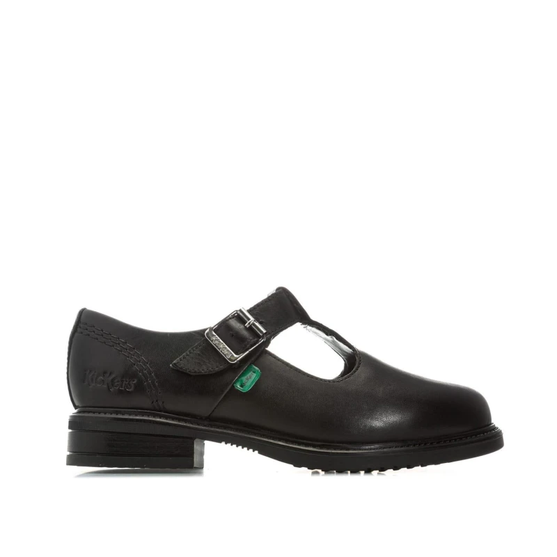Image of Kickers Children Lach T-Bar Leather Shoes Black female 12.5 child