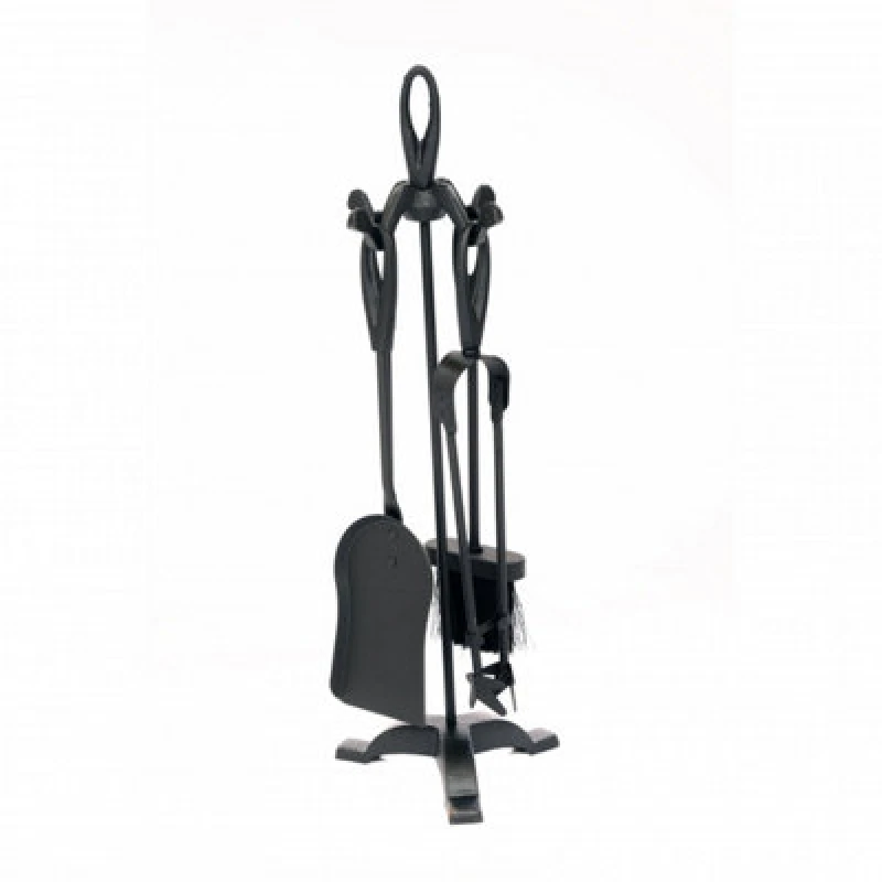 Image of Oypla Heavy Duty Steel Fireplace 5 Piece Companion Set With Poker, Shovel, Tongs & Brush