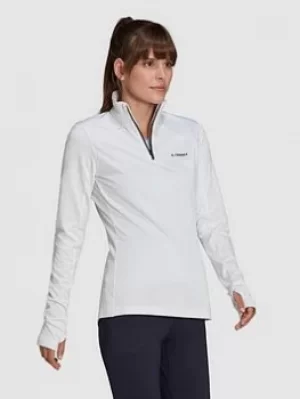 image of adidas 1/2 Zip Fleece, White, Size L, Women