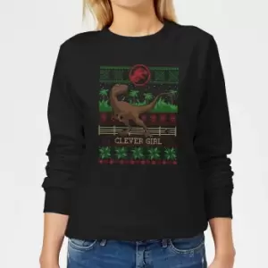 image of Jurassic Park Clever Girl Womens Christmas Jumper - Black - 3XL