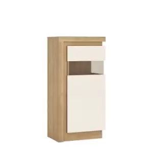 Lyon Narrow Display Cabinet (rhd) 123.6Cm High In Riviera Oak Effect/White High Gloss