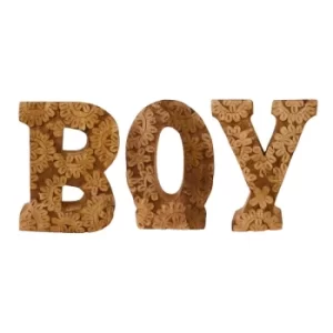 image of Hand Carved Wooden Flower Letters Boy