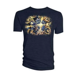 Image of Doctor Who - Van Gogh Exploding Tardis Mens XX-Large T-Shirt - Navy Blue