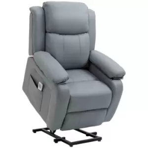 image of HOMCOM Riser And Recliner Chair Power Lift Reclining Chair With Remote - Grey