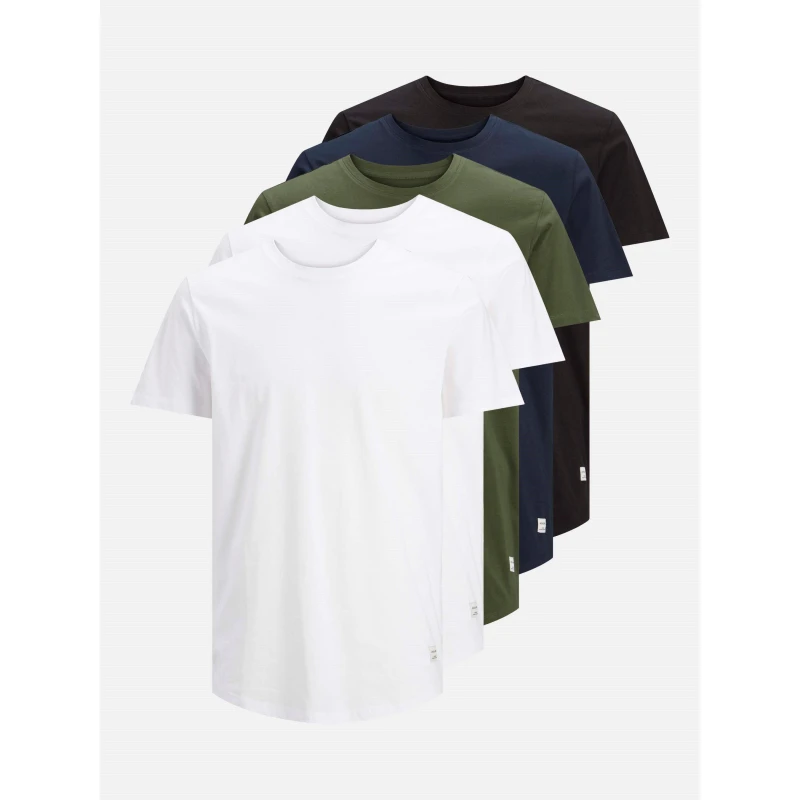 Image of Jack and Jones Mens Noa Pack T-Shirt Wht/Blk/Nvy/Fst male 2XL