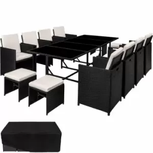 Image of Tectake Garden Rattan Furniture Set Palma 8+4+1 With Protective Cover Black