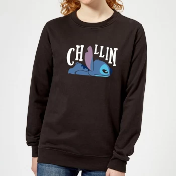 image of Disney Lilo And Stitch Chillin Womens Sweatshirt - Black - XL