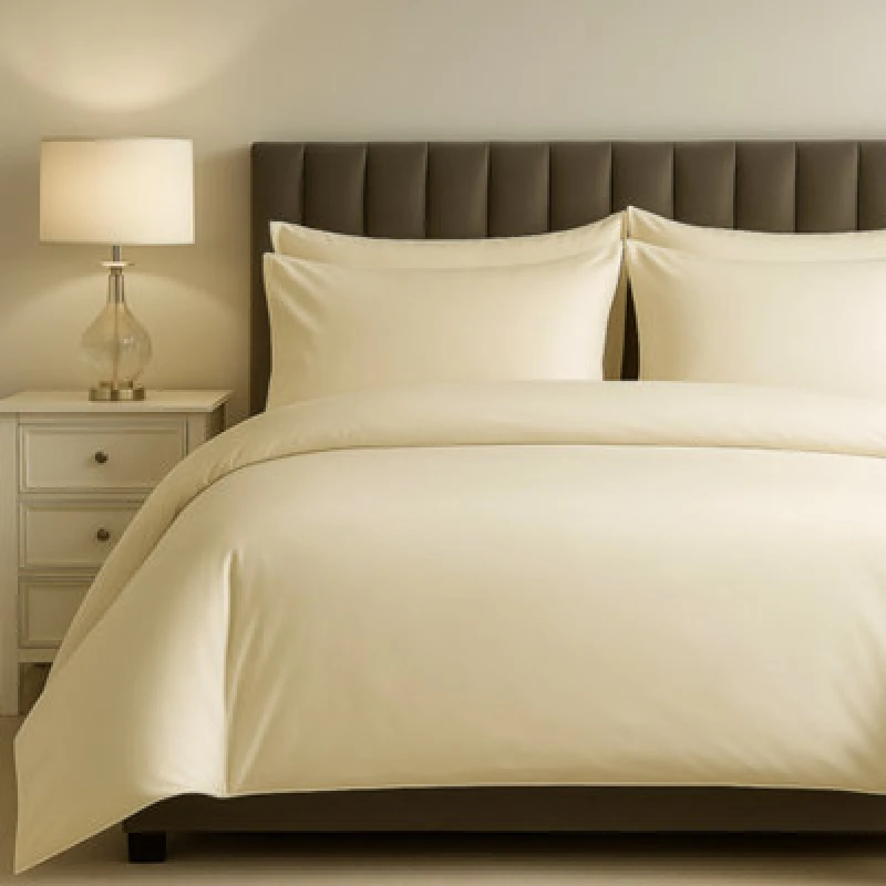 Image of Sweet Dreams Sweet Dreams Easycare Percale Super King Size Cream Duvet Cover Set - Wilko Cream