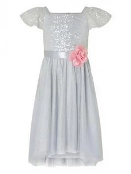 image of Monsoon Girls Flutter Sleeve Truth Dress - Pale Blue Size 3 Years, Women