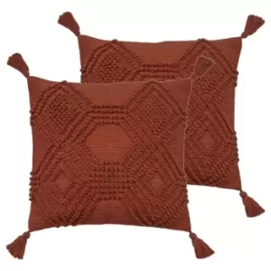 Image of Furn. Halmo Twin Pack Polyester Filled Cushions Brick