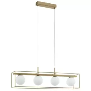 image of Eglo Vallaspra 4 Lamp Straight Bar Pendant Ceiling Light Champagne