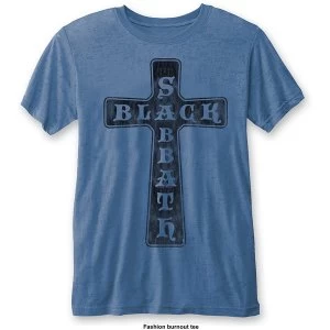 Image of Black Sabbath - Vintage Cross Unisex Large T-Shirt - Blue