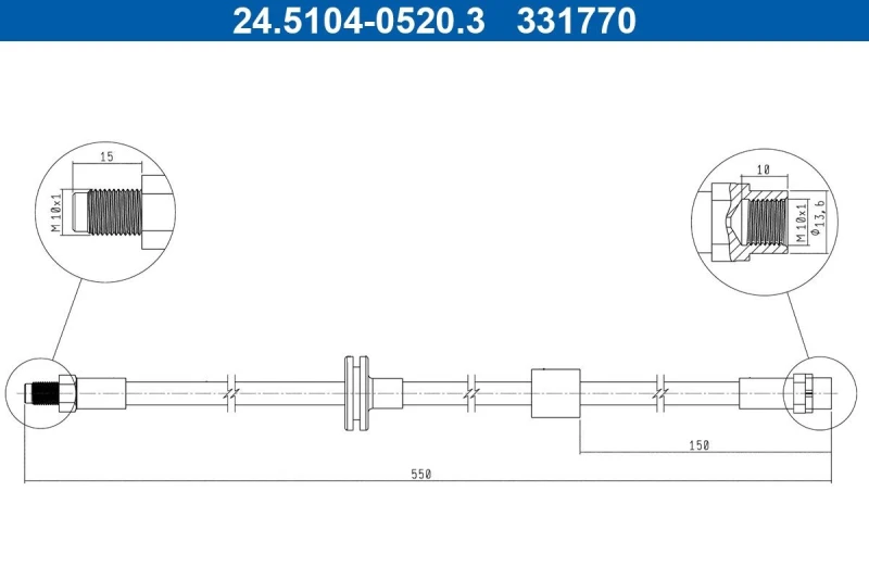 Image of Brake hose ATE 24.5104-0520.3