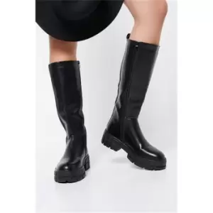 image of I Saw It First Black Knee High Chunky Chelsea Boots - Black