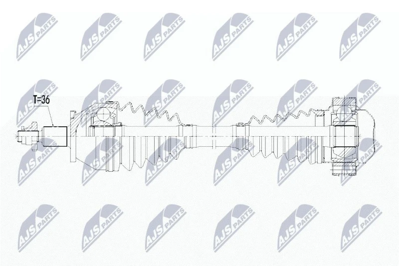 Image of NTY NPW-WW-163 Drive shaft 7-Speed Dual-Clutch Transmission, Front Axle Left Drive Shaft (13)