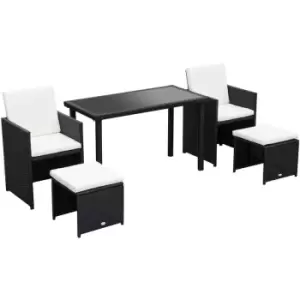 Image of Outsunny - 5 Pieces Rattan Garden Furniture Sofa Set w/ Table Chair Footrest Black - Black