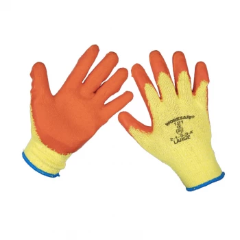 image of Super Grip Knitted Gloves Latex Palm (Large) - Pack of 6 Pairs