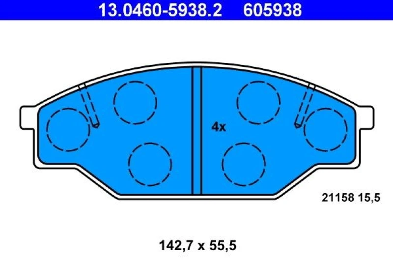 Image of ATE 13.0460-5938.2 Brake pad set excl. wear warning contact Brake Pad Set,disc brake (402)