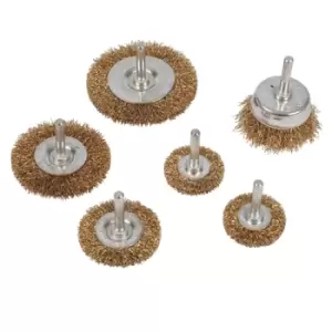 Image of Silverline Brassed Steel Wire Wheel & Cup Brush Set 6pce - 6pce