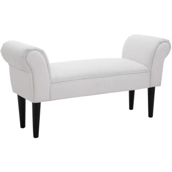 Image of Homcom - Bed End Side Chaise Lounge Sofa Arm Bench Wooden Leg Fabric Cover - White