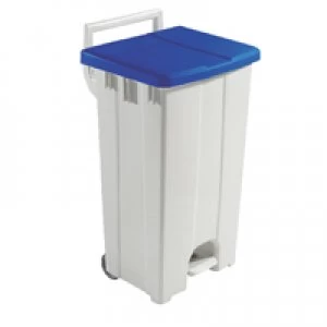Image of Slingsby Grey 90 Litre Plastic Pedal Bin With Blue Lid 357003