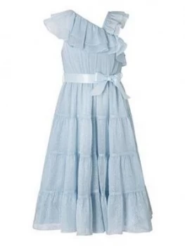 Monsoon Girls Grace Asymmetric Tiered Maxi Dress - Blue, Size 6 Years, Women