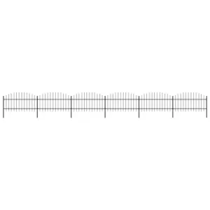 Image of Vidaxl Garden Fence With Spear Top Steel (1-1.25)x10.2 M Black