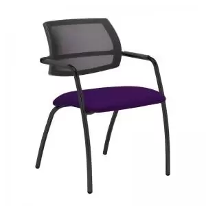 Image of Tuba Black 4 leg frame conference chair with half mesh back - Tarot